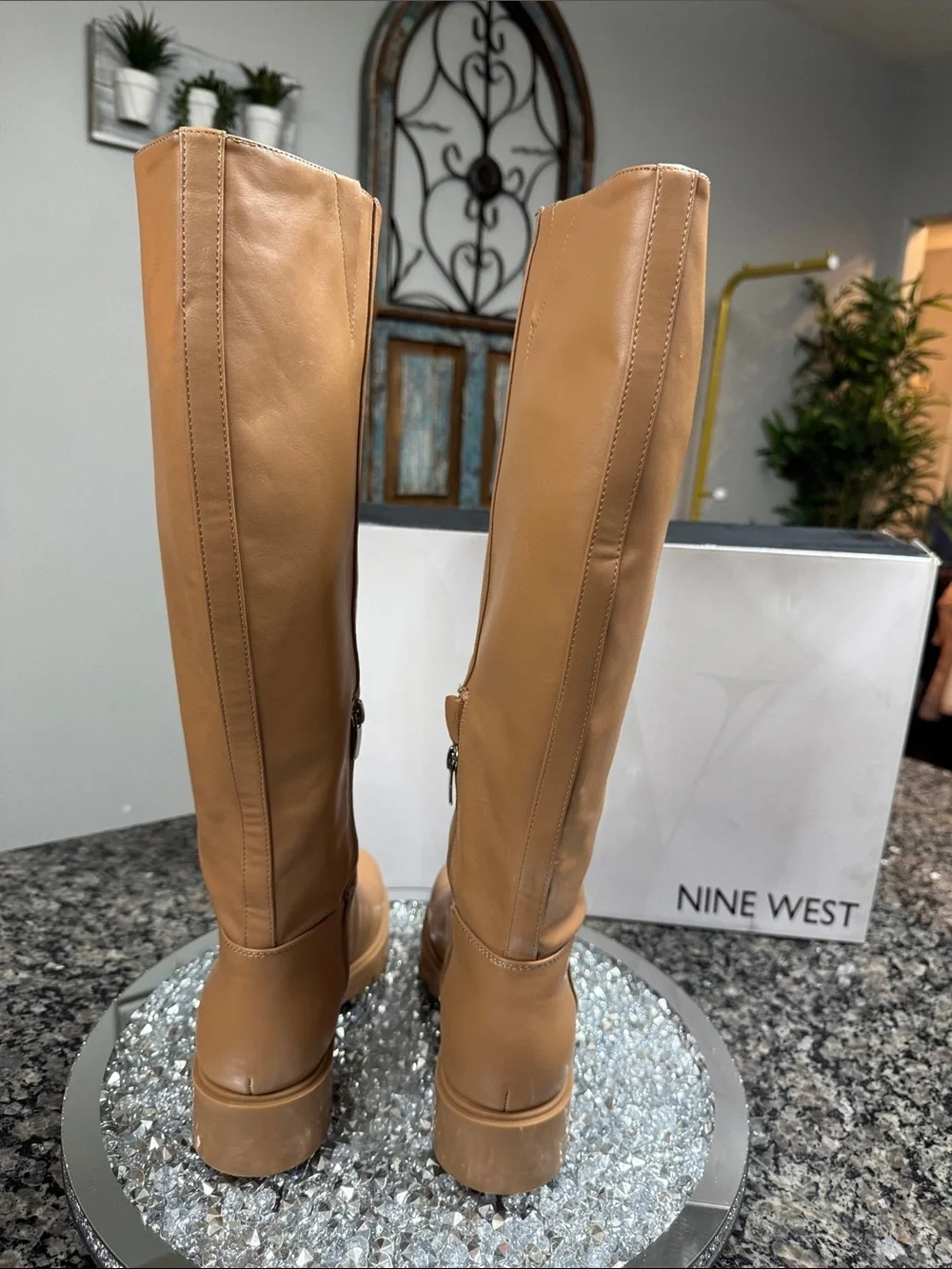 Nine West Verve3 Tall Platform Over-the-Knee Boots in Tan EUC 9